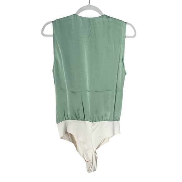 Favorite Daughter Sleeveless Date Blouse Wrap Bodysuit Basil Green Size Medium - Picture 4 of 7